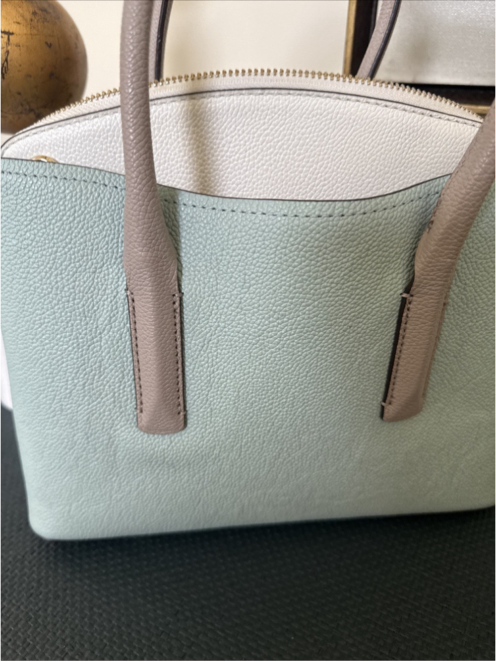 Kate Spade New York Margaux Leather Mini Satchel Tote 2 Tone In Cloud Mist NWOT - Picture 3 of 11